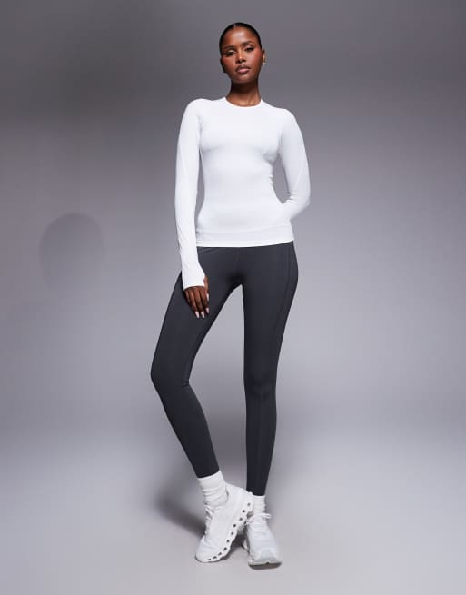 4505 Icon active quick dry slim fit long sleeve top in white, 3 of 4