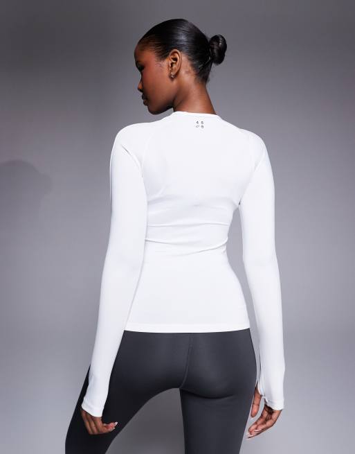 4505 Icon active quick dry slim fit long sleeve top in white, 4 of 4