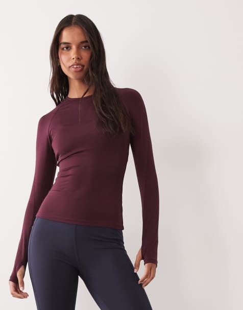 4505 Icon active quick dry slim fit long sleeve top in wine - view 1
