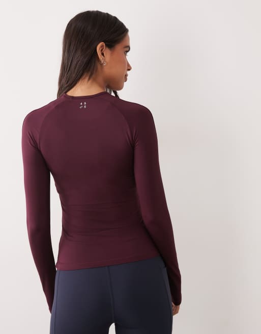 4505 Icon active quick dry slim fit long sleeve top in wine, 4 of 4