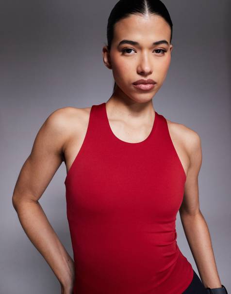 4505 Icon active racer back singlet with inner bra and removable padding in cherry red - view 1