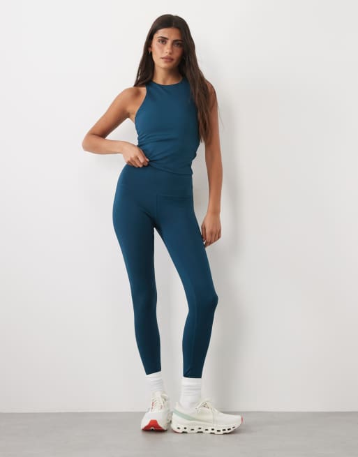 4505 Icon active racer back singlet with inner bra and removable padding in teal blue, 2 of 4