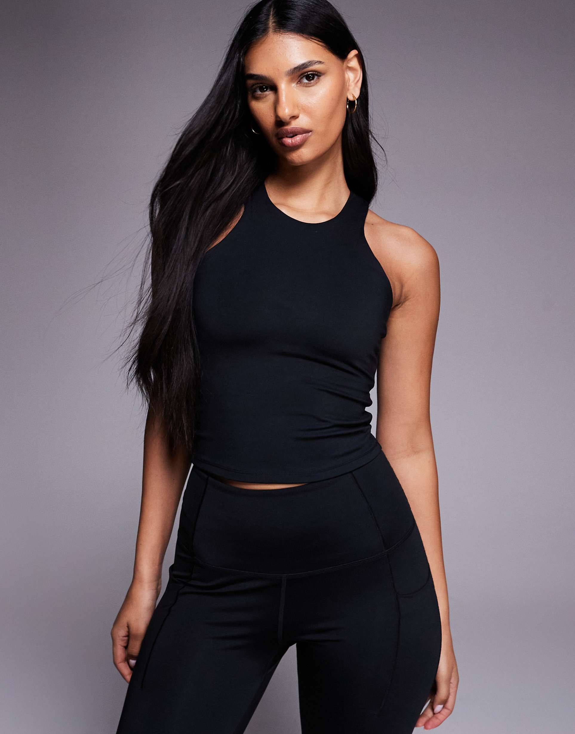 4505 icon active racer back tank top with inner bra and removable padding in black