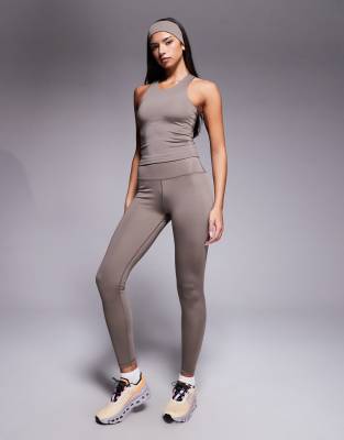 4505 Icon Active Racer Back Tank Top With Inner Bra And Removable Padding In Brown