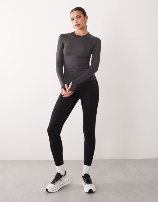 4505 - Icon Active - Røggrå langærmet top i slim fit i hurtigttørrende materiale, 2 af 4