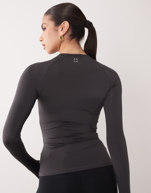 4505 - Icon Active - Røggrå langærmet top i slim fit i hurtigttørrende materiale, 4 af 4