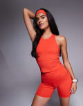 [ASOS] 4505 Icon active singlet with inner bra and removable padding in cherry-Red 12 Cherry
