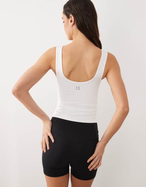 4505 Icon active slightly cropped singlet in white, 4 of 4