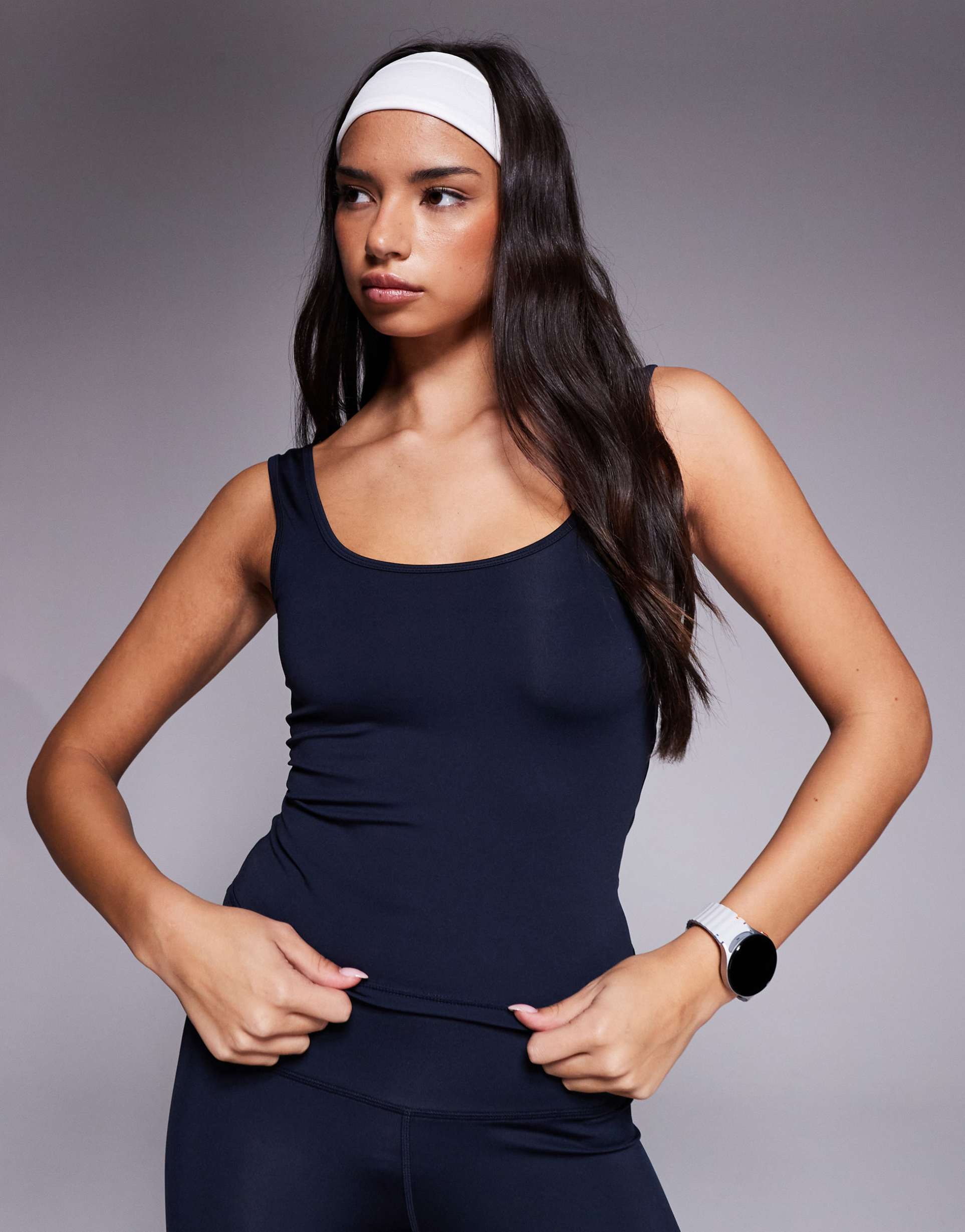 4505 icon active slightly cropped tank top in navy