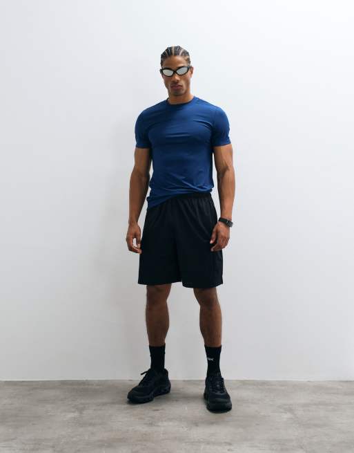 4505 - Icon - Active - Sneldrogend muscle fit basislaag trainings-T-shirt in diepblauw, 3 van 5