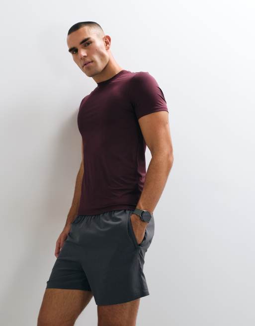 4505 Icon active sneldrogend muscle fit basislaag trainings-T-shirt in maroon, 2 van 5