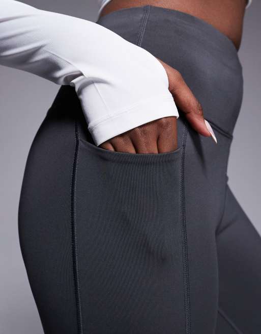 4505 Icon active tie waist run leggings with phone pocket in dark grey, 2 of 5