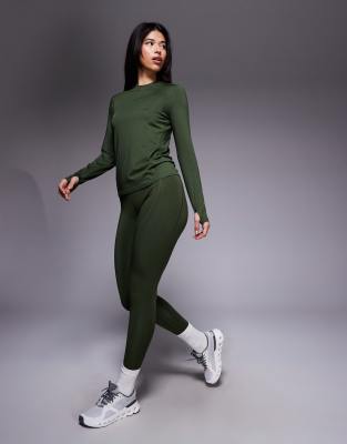 4505 Icon Active Tie Waist Run Leggings With Phone Pocket In Green