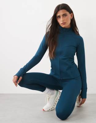 4505 Icon Active Zip Up Sculpting Long Sleeve Jacket With Zip Pockets In Blue
