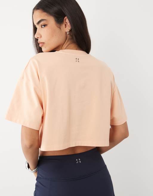 4505 – Icon – Aprikosrosa, kraftig, kort, snabbtorkande t-shirt i bomull, 4 av 4