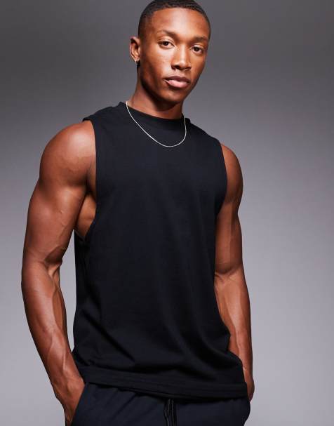 4505 – Icon Ärmelloses schnelltrocknendes Sport-Tanktop in Schwarz mit tiefem Armausschnitt - view 1