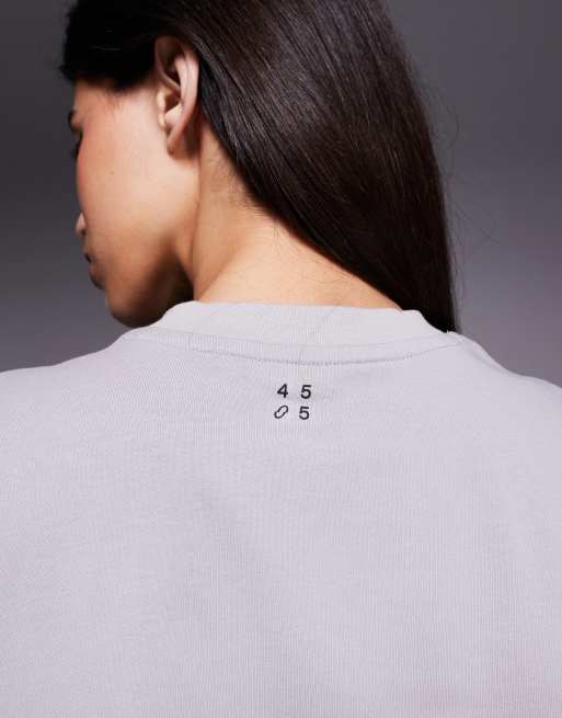 4505 – Icon – Askgrå, tvättad t-shirt i kraftig bomull och oversize med snabbtorkande finish, 2 av 4
