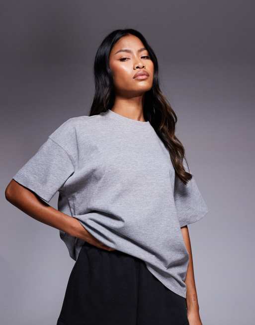 4505 Icon back print heavyweight cotton oversized T-shirt with quick dry finish in gray heather