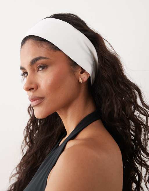 4505 - Icon - Bandeau de yoga large en tissu doux - Blanc, 3 de 3