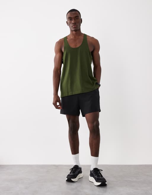 4505 – Icon – Baumwoll-Trägershirt im Stringer-Stil in Khaki mit schnelltrocknendem Finish, 2 von 5