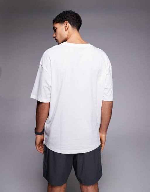 4505 – Icon – Biały szybkoschnący bawełniany T-shirt treningowy oversize , 3 z 5