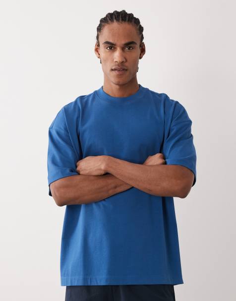 4505 – Icon – Blå, tvättad t-shirt i kraftig bomull och oversize med snabbtorkande finish - view 1