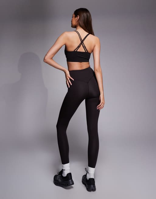 4505 - Icon - Bløde yogaleggings i mørk chokoladebrun med høj talje, 4 af 5