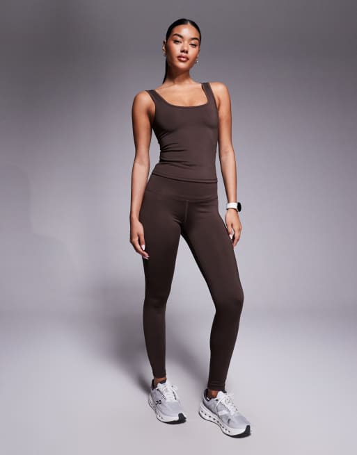 4505 Icon booty sculpt gym leggings with inner pocket in French roast, 3 of 5