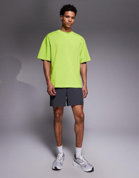 4505 Icon boxy heavyweight cotton t-shirt with quick dry finish in acid green - view 1