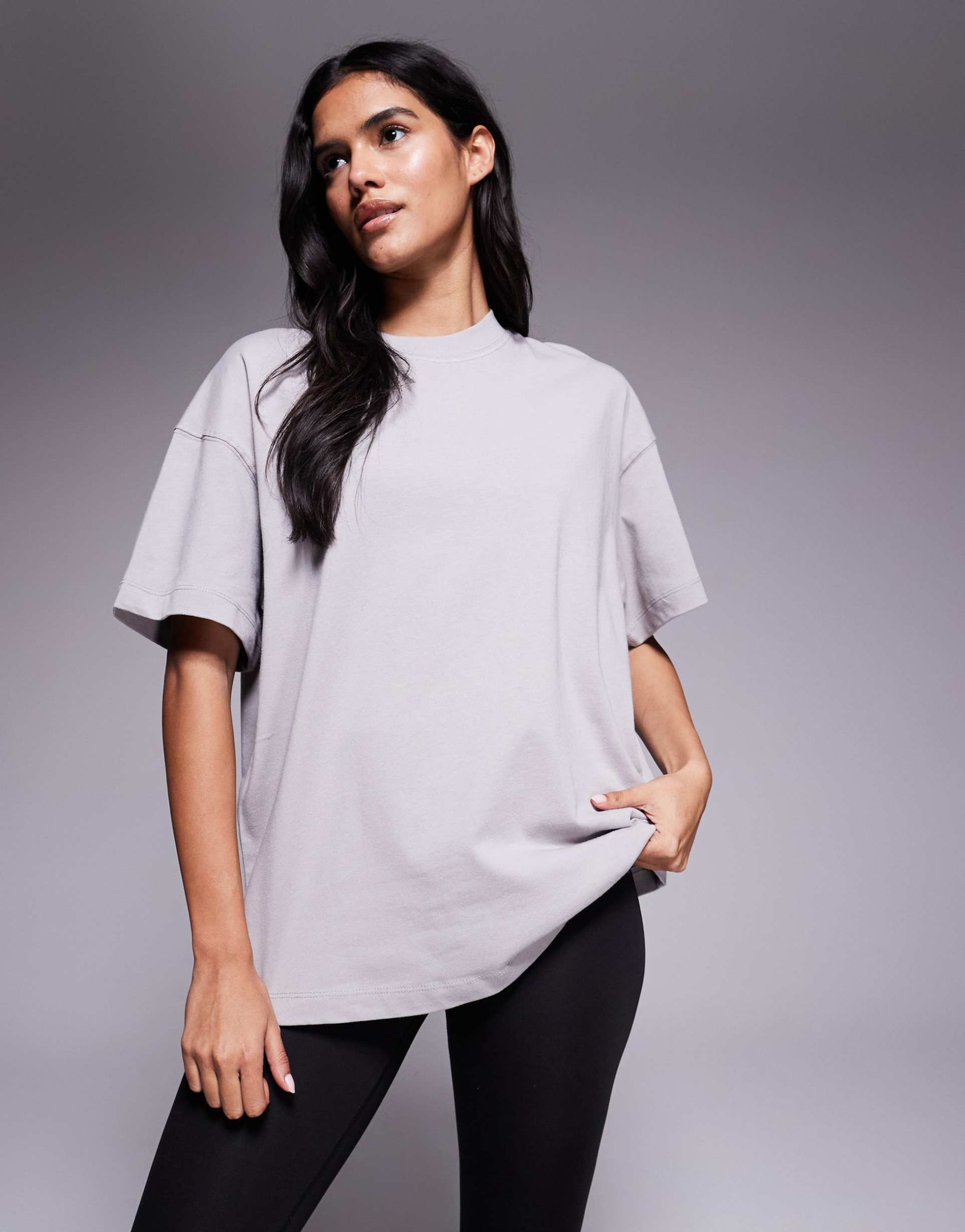 4505 icon boxy heavyweight cotton t-shirt with quick dry finish in ash