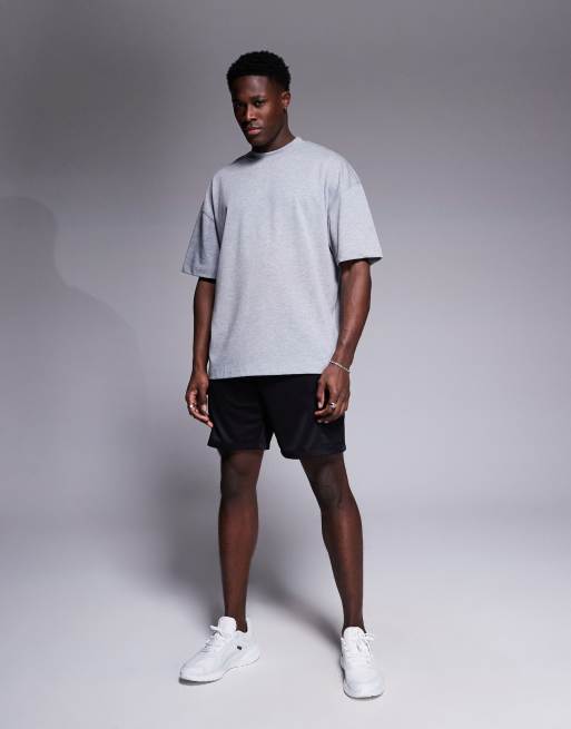 4505 Icon boxy heavyweight cotton t-shirt with quick dry finish in heather gray 