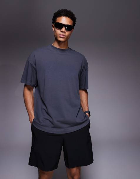 4505 Icon boxy heavyweight cotton t-shirt with quick dry finish in washed charcoal