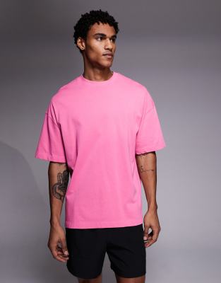 4505 Icon Boxy Heavyweight Cotton T-shirt With Quick Dry Finish In Pink