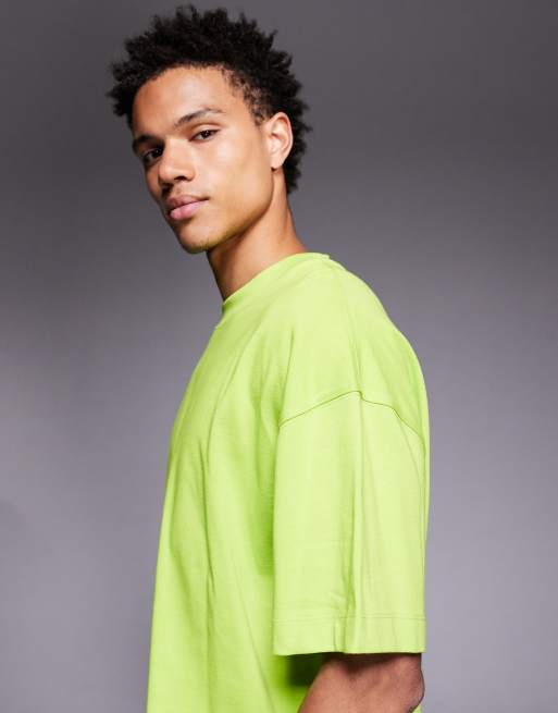 4505 Icon boxy oversized heavyweight cotton t-shirt with quick dry finish in acid green, 4 of 5