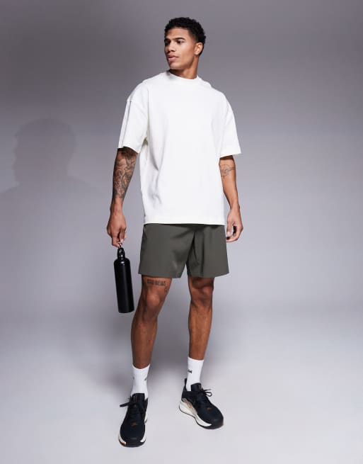 4505 - Icon - Boxy oversized T-shirt van zware stof met sneldrogende eigenschappen in gebroken wit 
