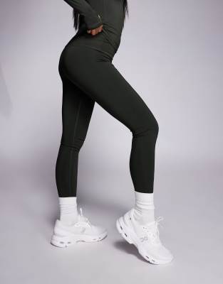 4505 Hourglass Icon Active Bum Sculpt High Waist Gym Leggings With Stash Pocket In Green