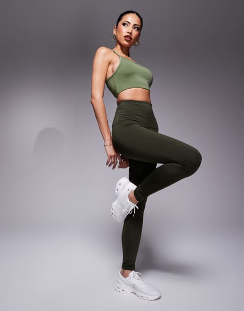 4505 Icon bum sculpt gym leggings with inner pocket in moss green - view 1