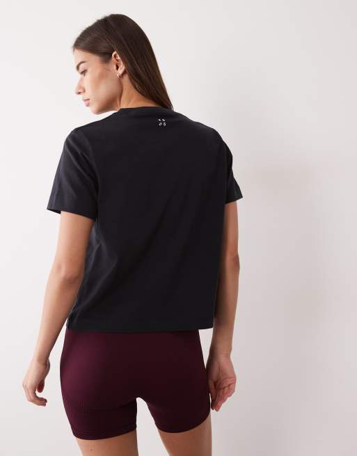 4505 Icon camiseta de algodón grueso de corte boxy en negro, 4 de 4