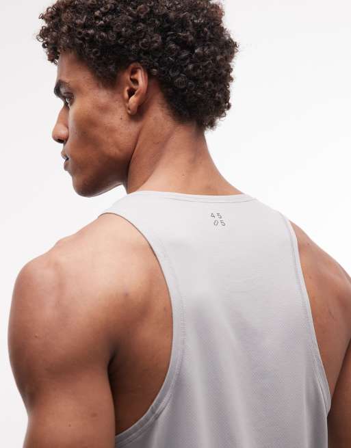 4505 Icon - camiseta de entrenamiento de malla de secado rápido con espalda de nadador en gris claro, 2 de 5