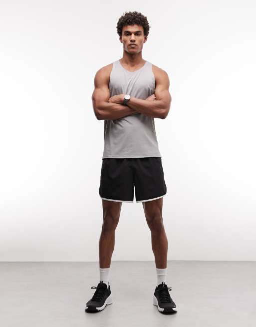 4505 Icon - camiseta de entrenamiento de malla de secado rápido con espalda de nadador en gris claro, 3 de 5