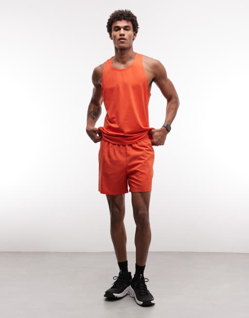 4505 Icon camiseta de entrenamiento de malla de secado rápido con espalda de nadador en rojo tomate, 5 de 5