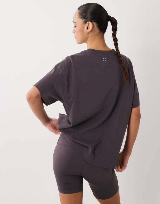 4505 - Icon - Camiseta gris tormenta lavado extragrande de tejido grueso de secado rápido de algodón, 4 de 4