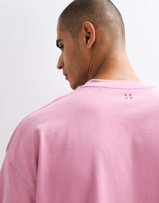 4505 Icon camiseta oversize de algodón grueso con acabado de secado rápido en rosa lavado, 3 de 5