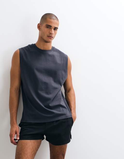 4505 Icon canotta da training oversize in cotone con finitura quick dry color antracite, 1 di 5