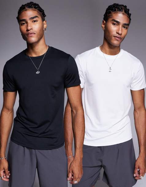 4505 - Icon - Confezione da 2 T-shirt sportive base layer attillate da allenamento quick dry nera e bianca - view 1