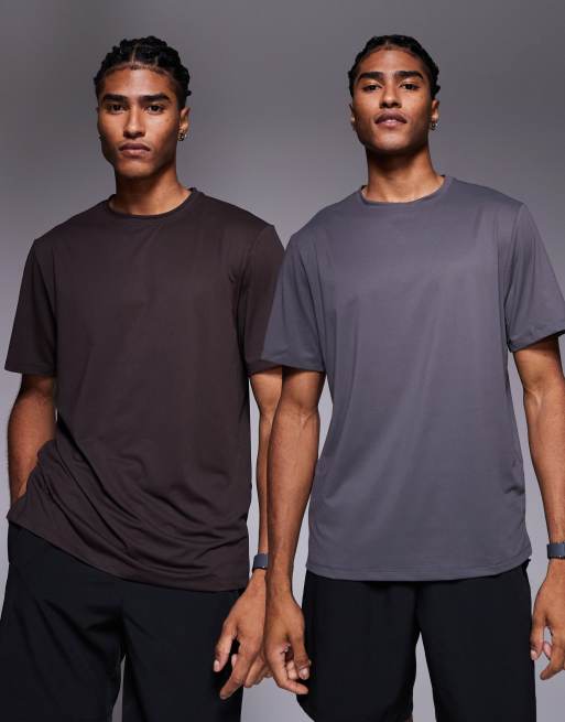 4505 - Icon - Confezione da 2 T-shirt sportive quick dry color caffè e grafite