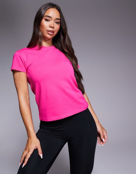 4505 Icon cotton boxy t-shirt with quick-dry finish in bright pink - view 1