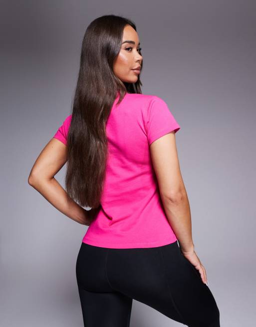 4505 Icon cotton boxy t-shirt with quick-dry finish in bright pink , 4 of 4