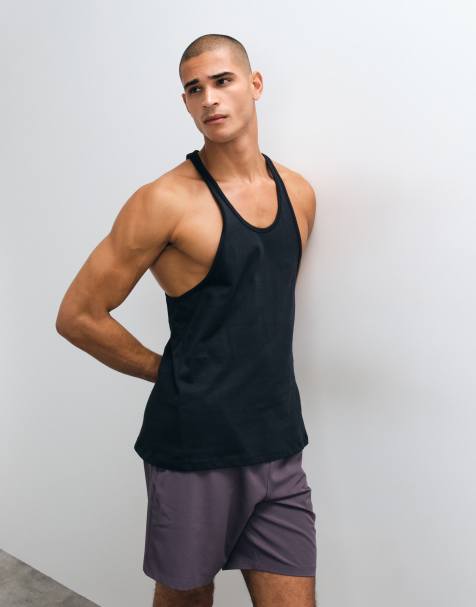 4505 Icon cotton drop armhole stringer singlet with quick dry finish in black - view 1