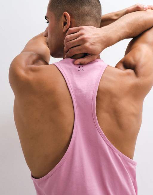 4505 Icon cotton drop armhole stringer singlet with quick dry finish in pink wash, 2 of 5